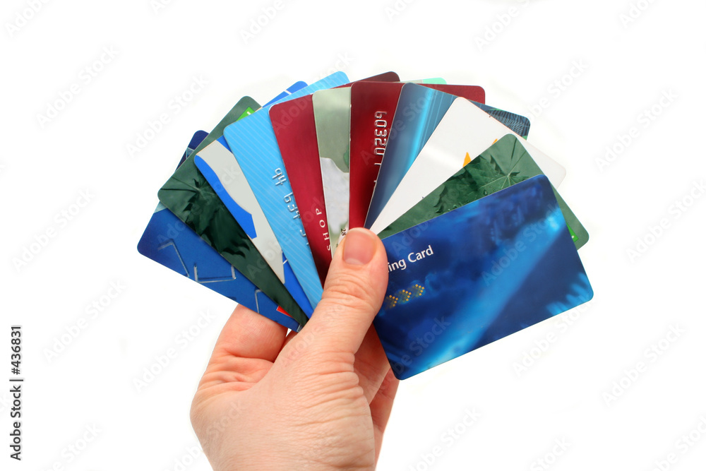 Hand holding credit cards